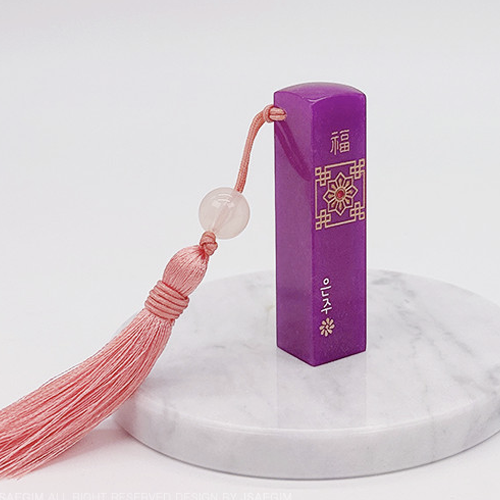 NEW - Purple Stone – Square Flower (with Basic Tassel)